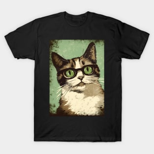 Vintage Cat With Glasses T-Shirt